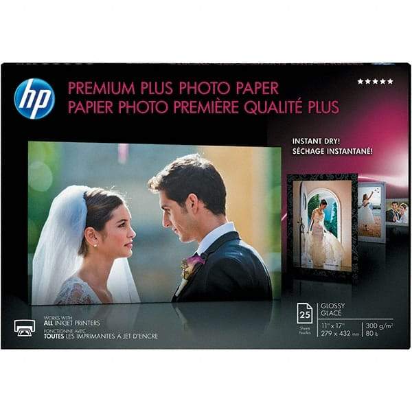 Hewlett-Packard - 11" x 17" White Photo Paper - Use with Inkjet Printers - Industrial Tool & Supply