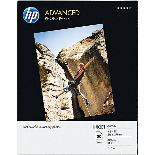 Hewlett-Packard - 8-1/2" x 11" White Photo Paper - Use with Inkjet Printers - Industrial Tool & Supply