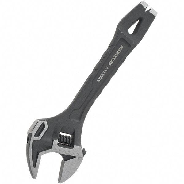 Stanley - 1-1/4" Jaw Capacity, 10" Ratcheting Adjustable Wrench - Steel, Black Oxide Finish, 10" OAL - Industrial Tool & Supply