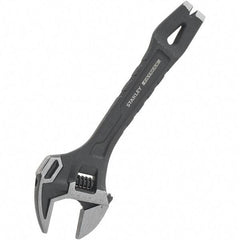 Stanley - 1-1/4" Jaw Capacity, 10" Ratcheting Adjustable Wrench - Steel, Black Oxide Finish, 10" OAL - Industrial Tool & Supply