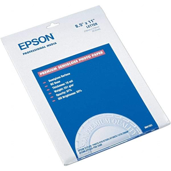Epson - 8-1/2" x 11" White Photo Paper - Use with Inkjet Printers - Industrial Tool & Supply