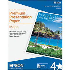 Epson - 8-1/2" x 11" Bright White Photo Paper - Use with Inkjet Printers - Industrial Tool & Supply