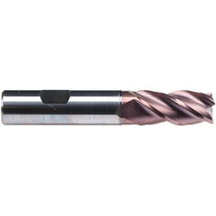 Emuge - 6mm Diam, 13mm LOC, 4 Flute Solid Carbide Roughing & Finishing End Mill - TiAlN Finish, 57mm OAL, 6mm Shank Diam, Weldon Shank, 38° Helix, Centercutting, Long Length - Industrial Tool & Supply