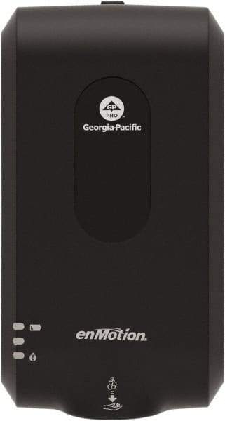 Georgia Pacific - 1000 to 1200mL Foam Hand Sanitizer Dispenser - Plastic, Wall Mounted, Black - Industrial Tool & Supply