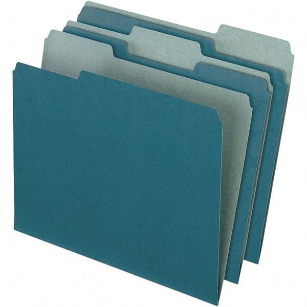 Pendaflex - 9-1/2 x 11-5/8", Letter Size, Blue, File Folders with Top Tab - 11 Point Stock, Assorted Tab Cut Location - Industrial Tool & Supply