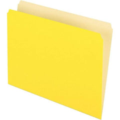 Pendaflex - 9-1/2 x 11-5/8", Letter Size, Yellow, File Folders with Top Tab - 11 Point Stock, Straight Tab Cut Location - Industrial Tool & Supply