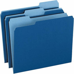 Pendaflex - 9-1/2 x 11-5/8", Letter Size, Navy Blue, File Folders with Top Tab - 11 Point Stock, Assorted Tab Cut Location - Industrial Tool & Supply