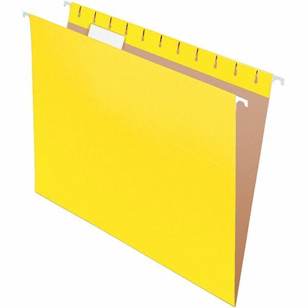 Pendaflex - 8-1/2 x 11", Letter Size, Yellow, Hanging File Folder - 11 Point Stock, 1/5 Tab Cut Location - Industrial Tool & Supply