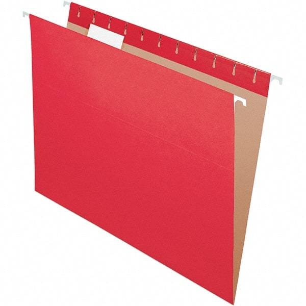 Pendaflex - 8-1/2 x 11", Letter Size, Red, Hanging File Folder - 11 Point Stock, 1/5 Tab Cut Location - Industrial Tool & Supply