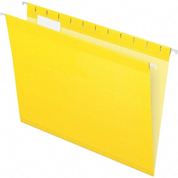 Pendaflex - 8-1/2 x 11", Letter Size, Yellow, Hanging File Folder - 11 Point Stock, 1/5 Tab Cut Location - Industrial Tool & Supply