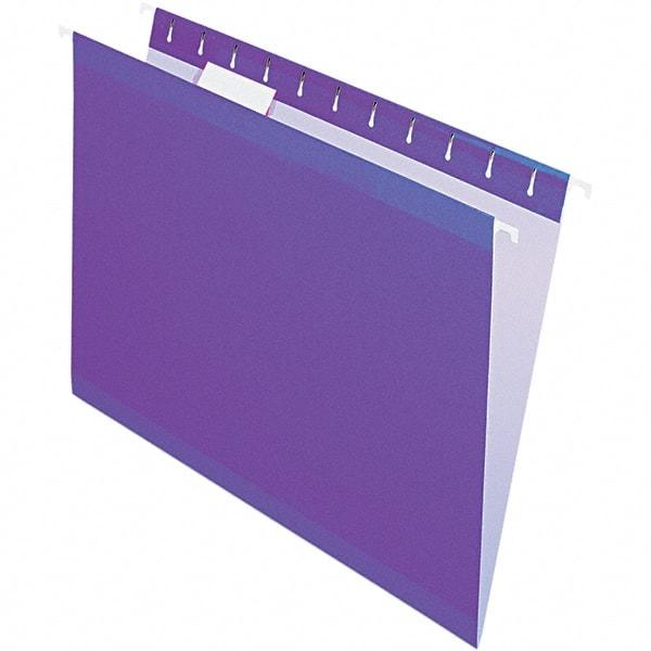 Pendaflex - 8-1/2 x 11", Letter Size, Violet, Hanging File Folder - 11 Point Stock, 1/5 Tab Cut Location - Industrial Tool & Supply