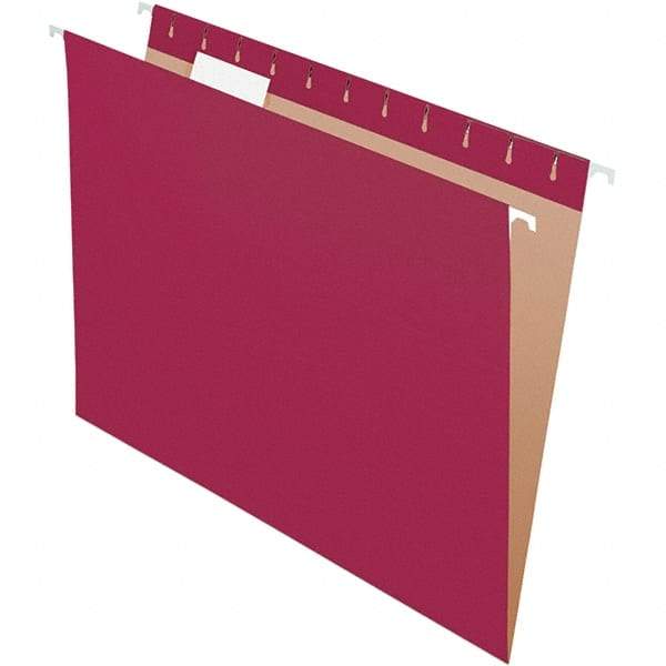 Pendaflex - 8-1/2 x 11", Letter Size, Burgundy, Hanging File Folder - 11 Point Stock, 1/5 Tab Cut Location - Industrial Tool & Supply
