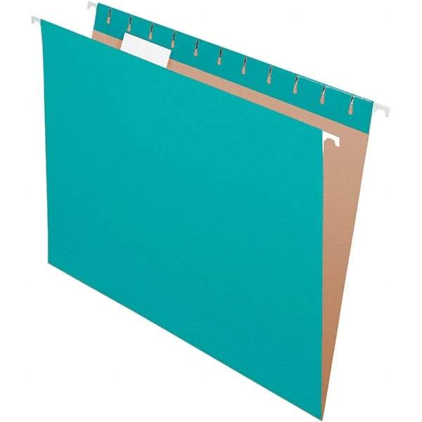 Pendaflex - 8-1/2 x 11", Letter Size, Aqua, Hanging File Folder - 11 Point Stock, 1/5 Tab Cut Location - Industrial Tool & Supply