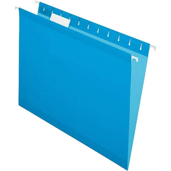 Pendaflex - 8-1/2 x 11", Letter Size, Blue, Hanging File Folder - 11 Point Stock, 1/5 Tab Cut Location - Industrial Tool & Supply