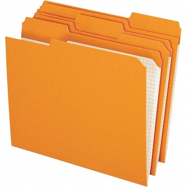 Pendaflex - 9-1/2 x 11-5/8", Letter Size, Orange, File Folders with Top Tab - 11 Point Stock, Assorted Tab Cut Location - Industrial Tool & Supply