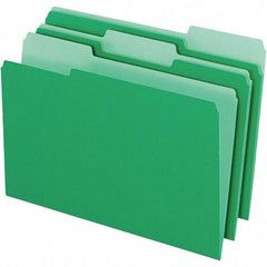 Pendaflex - 9-1/2 x 14-5/8", Legal, Green/Light Green, File Folders with Top Tab - 11 Point Stock, Assorted Tab Cut Location - Industrial Tool & Supply