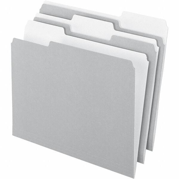 Pendaflex - 11-5/8 x 9-3/16", Letter Size, Gray, File Folders with Top Tab - 11 Point Stock, Assorted Tab Cut Location - Industrial Tool & Supply