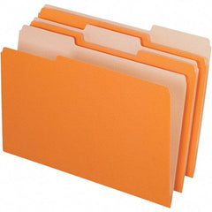Pendaflex - 14-5/8 x 9-3/16", Legal, Orange, File Folders with Top Tab - 11 Point Stock, Assorted Tab Cut Location - Industrial Tool & Supply
