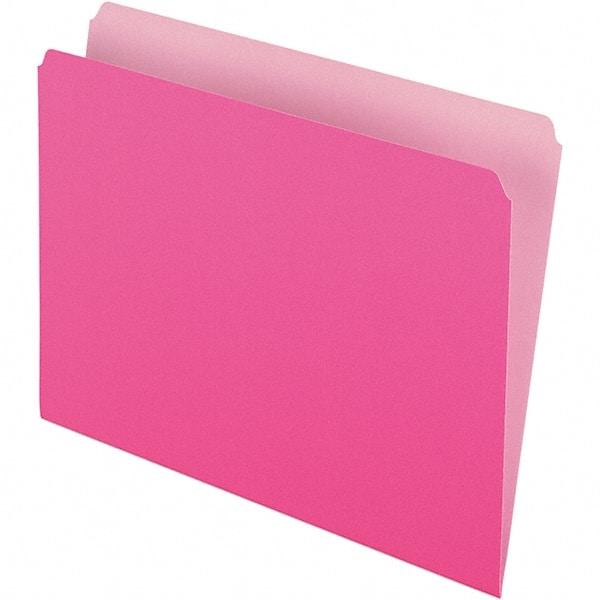 Pendaflex - 9-1/2 x 11-5/8", Letter Size, Pink, File Folders with Top Tab - 11 Point Stock, Straight Tab Cut Location - Industrial Tool & Supply