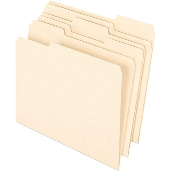 Pendaflex - 9-1/2 x 11-5/8", Letter Size, Manila, File Folders with Top Tab - 11 Point Stock, Assorted Tab Cut Location - Industrial Tool & Supply