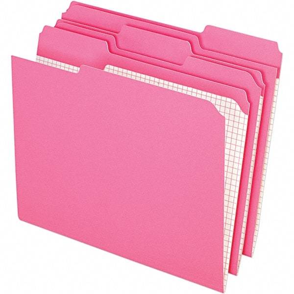Pendaflex - 10 x 12", Letter Size, Pink, File Folders with Top Tab - 11 Point Stock, Assorted Tab Cut Location - Industrial Tool & Supply