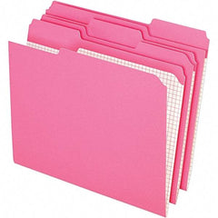 Pendaflex - 10 x 12", Letter Size, Pink, File Folders with Top Tab - 11 Point Stock, Assorted Tab Cut Location - Industrial Tool & Supply