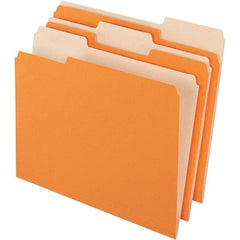 Pendaflex - 11-5/8 x 9-3/16", Letter Size, Orange, File Folders with Top Tab - 11 Point Stock, Assorted Tab Cut Location - Industrial Tool & Supply
