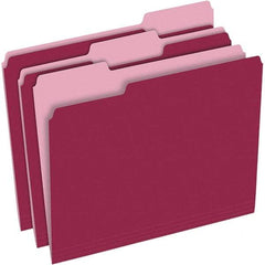 Pendaflex - 9-1/2 x 11-5/8", Letter Size, Burgundy, File Folders with Top Tab - 11 Point Stock, Assorted Tab Cut Location - Industrial Tool & Supply