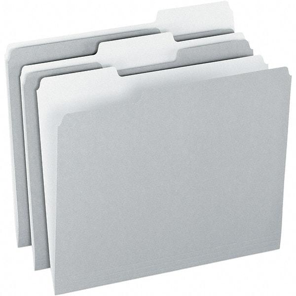 Pendaflex - 9-1/2 x 11-5/8", Letter Size, Gray/Light Gray, File Folders with Top Tab - 11 Point Stock, Assorted Tab Cut Location - Industrial Tool & Supply