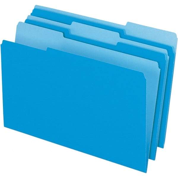 Pendaflex - 14-5/8 x 9-3/16", Legal, Blue, File Folders with Top Tab - 11 Point Stock, Assorted Tab Cut Location - Industrial Tool & Supply