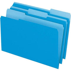 Pendaflex - 14-5/8 x 9-3/16", Legal, Blue, File Folders with Top Tab - 11 Point Stock, Assorted Tab Cut Location - Industrial Tool & Supply