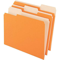 Pendaflex - 9-1/2 x 11-5/8", Letter Size, Orange/Light Orange, File Folders with Top Tab - 11 Point Stock, Assorted Tab Cut Location - Industrial Tool & Supply