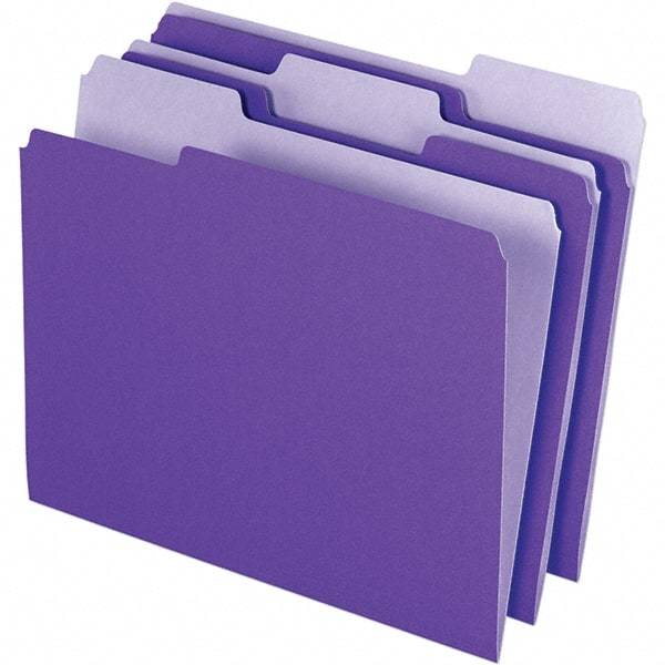 Pendaflex - 11-5/8 x 9-3/16", Letter Size, Violet, File Folders with Top Tab - 11 Point Stock, Assorted Tab Cut Location - Industrial Tool & Supply