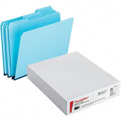 Pendaflex - 11-3/4 x 9-1/2", Letter Size, Blue, File Folders with Top Tab - Assorted Tab Cut Location - Industrial Tool & Supply