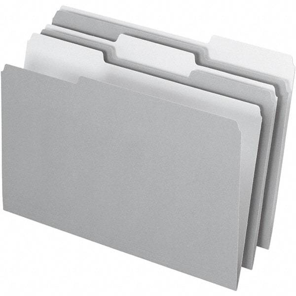 Pendaflex - 14-5/8 x 9-3/16", Legal, Gray, File Folders with Top Tab - 11 Point Stock, Assorted Tab Cut Location - Industrial Tool & Supply
