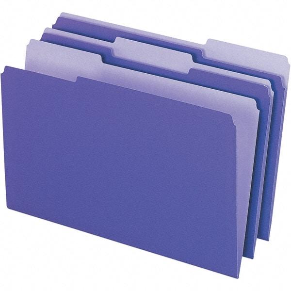 Pendaflex - 14-5/8 x 9-3/16", Legal, Violet, File Folders with Top Tab - 11 Point Stock, Assorted Tab Cut Location - Industrial Tool & Supply