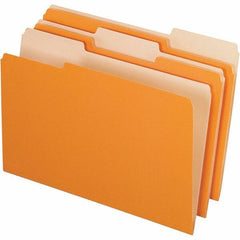 Pendaflex - 9-1/2 x 14-5/8", Legal, Orange/Light Orange, File Folders with Top Tab - 11 Point Stock, Assorted Tab Cut Location - Industrial Tool & Supply