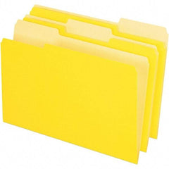 Pendaflex - 9-1/2 x 14-5/8", Legal, Yellow, File Folders with Top Tab - 11 Point Stock, Assorted Tab Cut Location - Industrial Tool & Supply