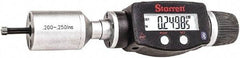 Starrett - 0.2" to 0.25", IP67, Carbide Face Electronic Inside Micrometer - 0.00005" Resolution, 0.00015" Accuracy, 3/4" Gage Depth - Industrial Tool & Supply
