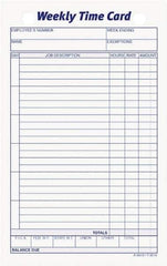 TOPS - 1" High x 4-19/64" Wide Weekly Time Cards - Use with Manual Time Record - Industrial Tool & Supply