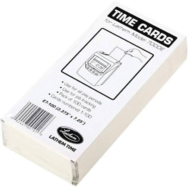 Lathem Time - 1-45/64" High x 3-13/32" Wide Weekly/Bi-Weekly/Twice Monthly Time Cards - Use with Lathem 7000E - Industrial Tool & Supply