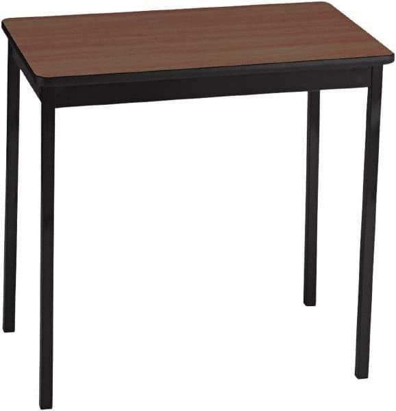 Barricks - 18" Long x 30" Wide x 30" High Stationary Rectangular Utility Tables - 3/4" Thick, Walnut & Black, Wood Grain Laminate/Steel - Industrial Tool & Supply