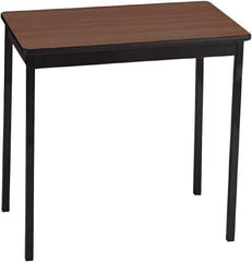 Barricks - 18" Long x 30" Wide x 30" High Stationary Rectangular Utility Tables - 3/4" Thick, Walnut & Black, Wood Grain Laminate/Steel - Industrial Tool & Supply