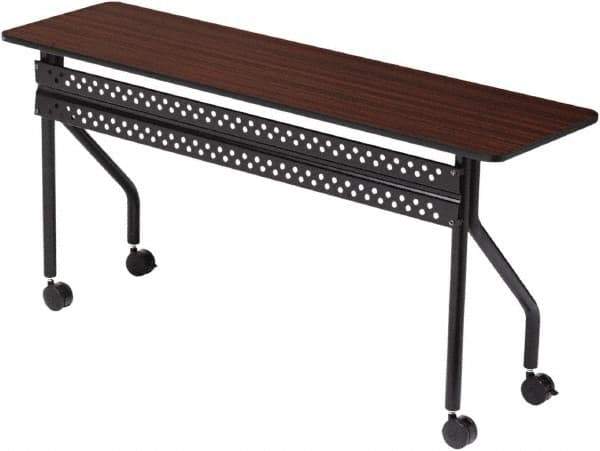 ICEBERG - 18" Long x 60" Wide x 29" High Stationary Rectangular Training Table - 3/4" Thick, Mahogany & Black, Melamine/Laminate/Steel - Industrial Tool & Supply