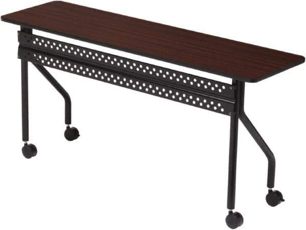 ICEBERG - 18" Long x 72" Wide x 29" High Stationary Rectangular Training Table - 3/4" Thick, Mahogany & Black, Melamine/Laminate/Steel - Industrial Tool & Supply