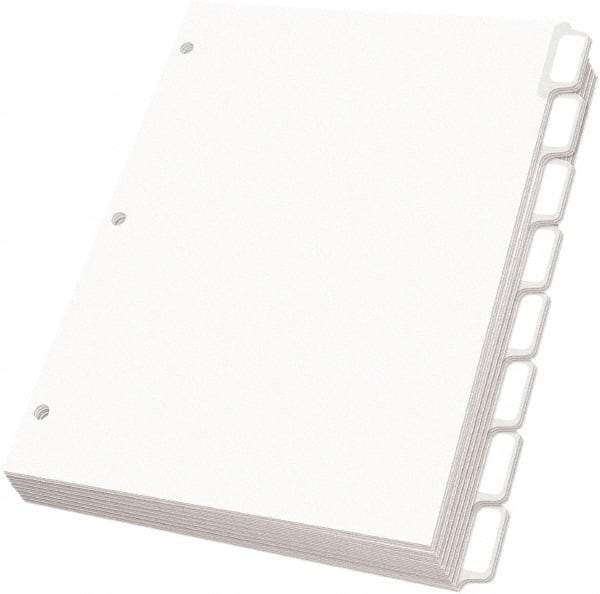 OXFORD - 11 x 8 1/2" 5 Tabs, 3-Hole Punched, Self-Stick Tab - White - Industrial Tool & Supply