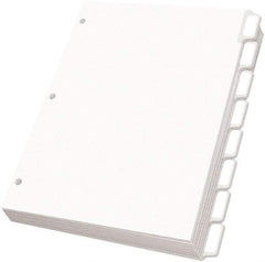 OXFORD - 11 x 8 1/2" 5 Tabs, 3-Hole Punched, Self-Stick Tab - White - Industrial Tool & Supply