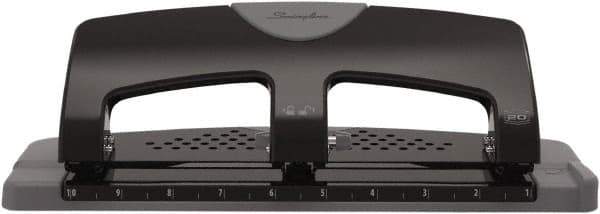 Swingline - Paper Punches Type: 20 Sheet Three-Hole Punch Color: Black/Gray - Industrial Tool & Supply