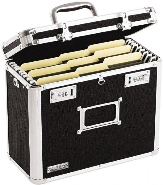 Vaultz - 1 Compartment, 13-3/4" Wide x 12-1/4" High x 7-1/4" Deep, Portable Storage Box - Aluminum, Chrome, PVC & Rubber, Black - Industrial Tool & Supply