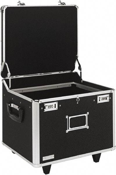 Vaultz - 1 Compartment, 15-1/4" Wide x 11-1/2" High x 12-1/4" Deep, Portable Storage Box - Aluminum, Chrome & PVC, Black - Industrial Tool & Supply